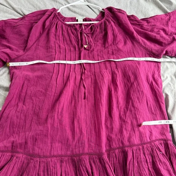 NWT Sundance Women’s Aisha Dress Tiered Magenta Purple L Peasant Cottagecore - Picture 10 of 12